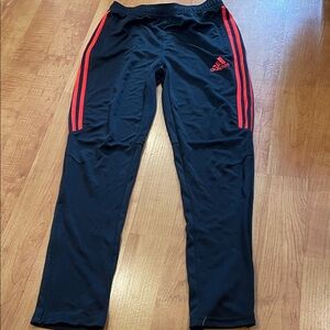 Adidas Kids Black Joggers with Red Stripes